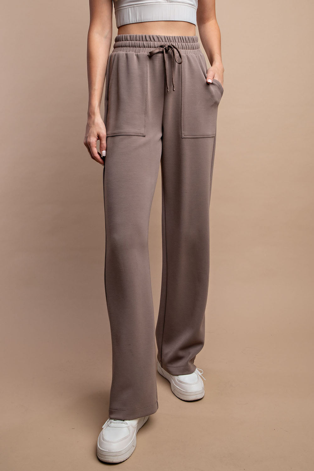 Modal Poly Span Straight Lounge Pants with Pockets