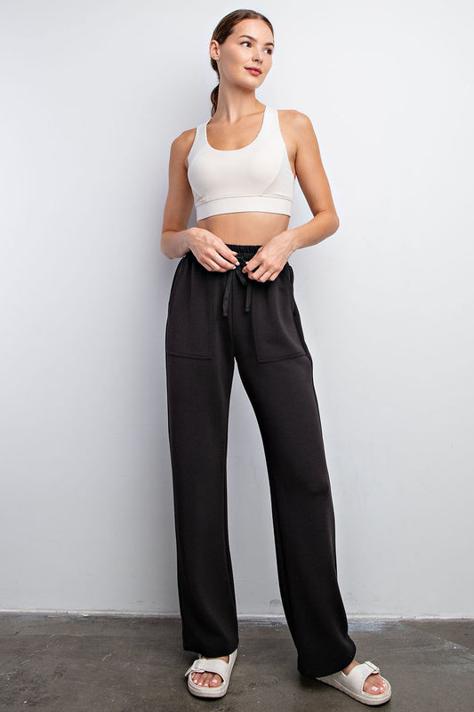 Modal Poly Span Straight Lounge Pants with Pockets