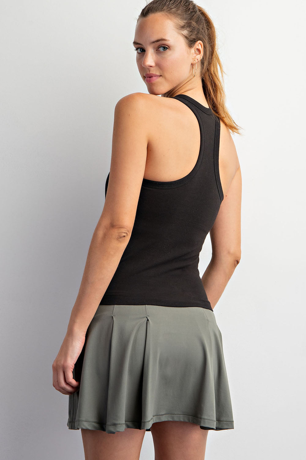 Cotton Racer Back Tank Top with Bra Pad