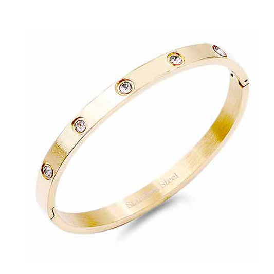 Stainless Steel Bangle with Jewel Stone