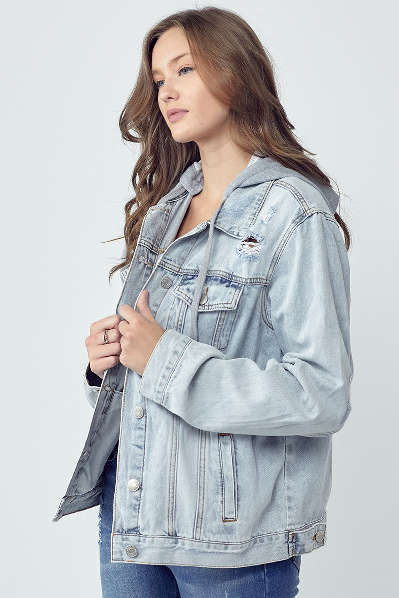 Relaxed Fit Classic Trucker Jacket W/ Hood