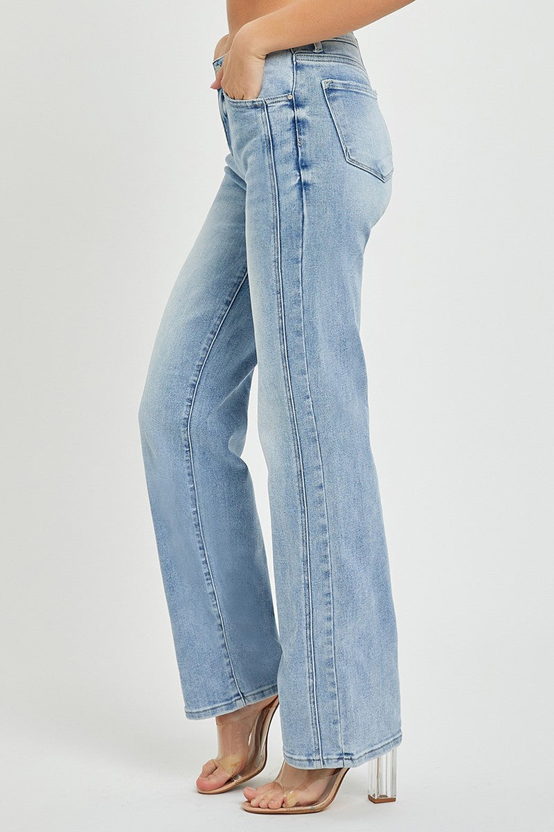 Mid Rise Straight Jeans