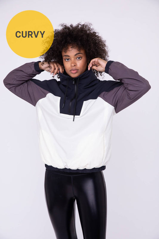 CURVY Color Block 3/4 Zip Active Jacket