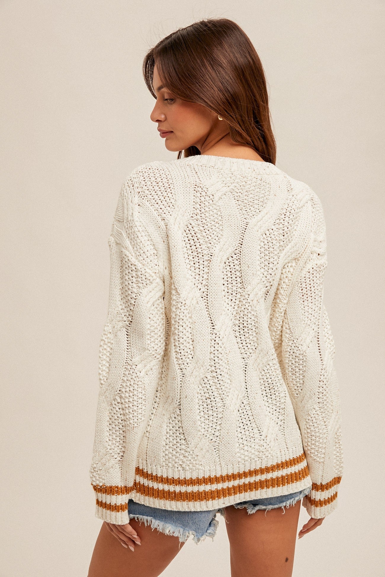 Speckle Yarn Cable Sweater