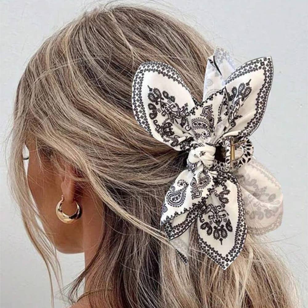 Double Sided Cashew Fower Heart-shaped Bow Hair Clip