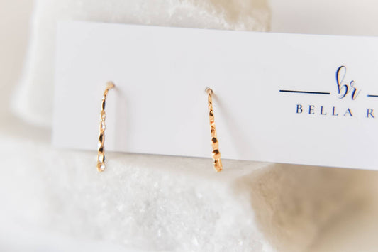 18k gold plated hammered dainty hoops earrings