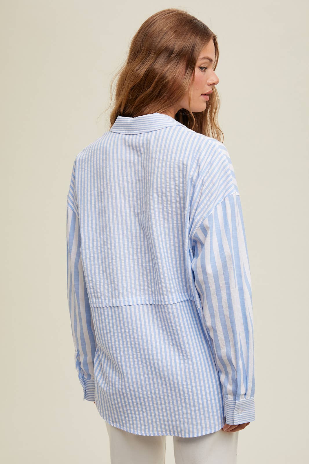 MULTI-STRIPED BUTTON UP SHIRT