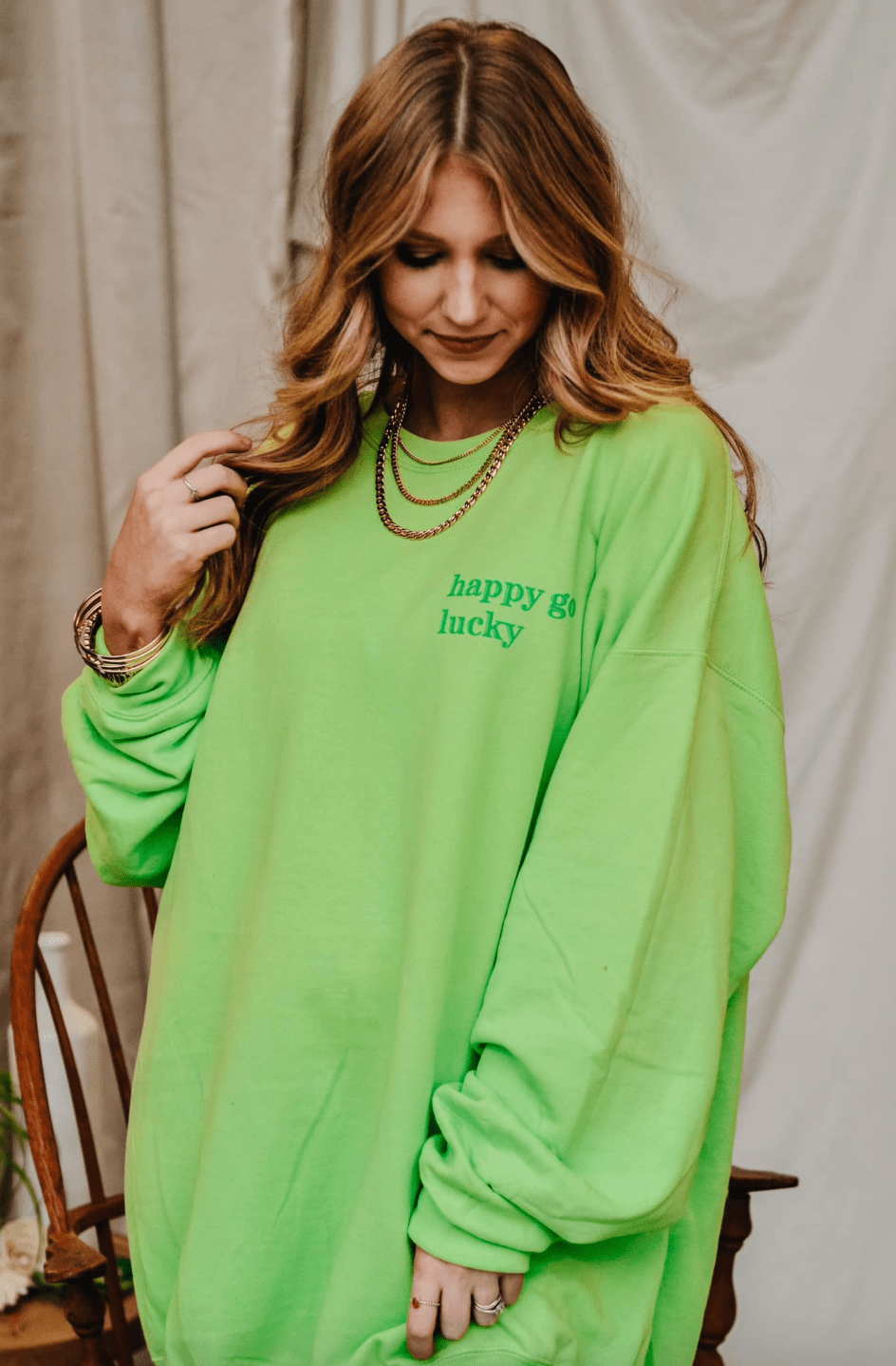 Happy Go Lucky Glitter Sweatshirt