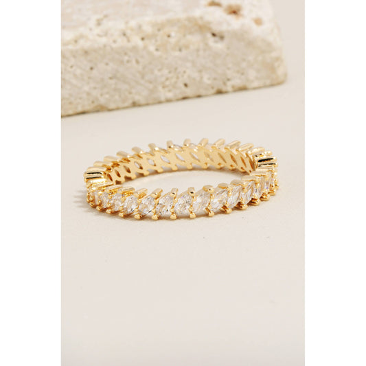 Oval Stud Pave Metallic Band Ring