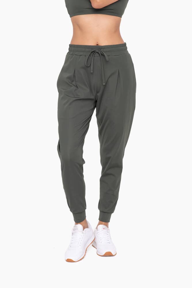 Solid Pleated Front Joggers