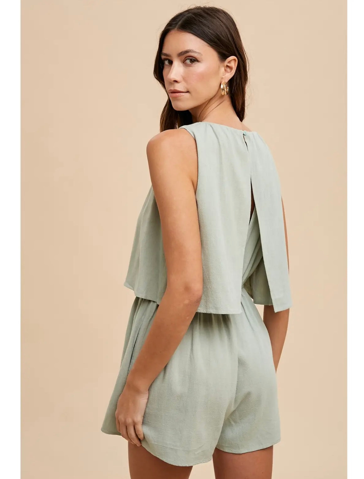 Sage  Double Layer Romper