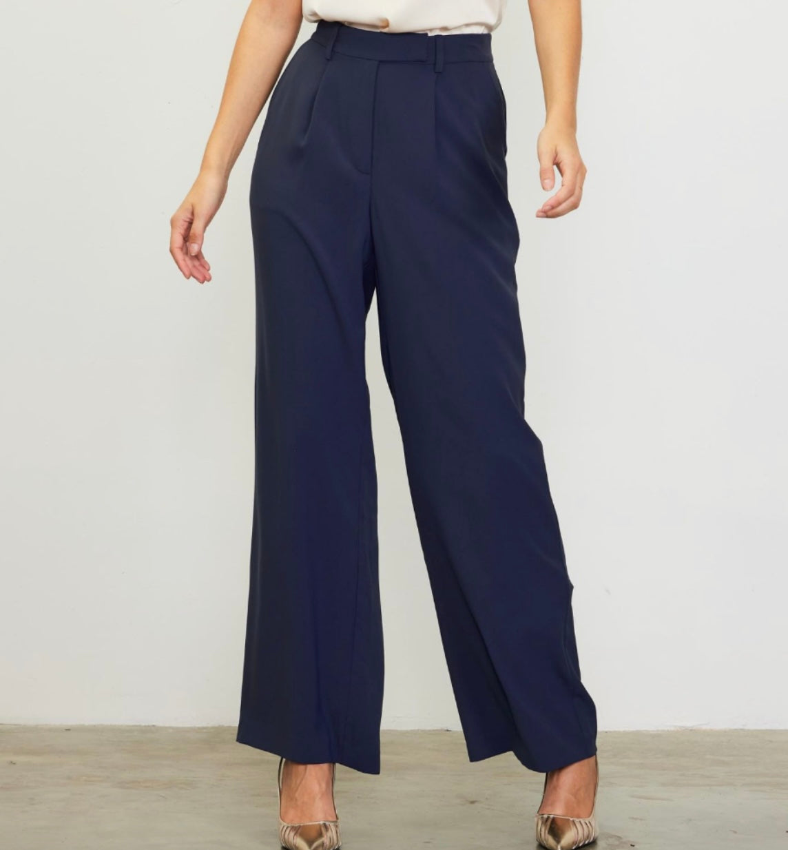 Pintuck Wide Leg Trouser