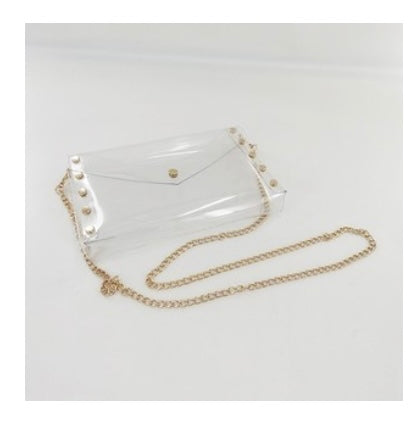 Clear Clutch Crossbody Silver