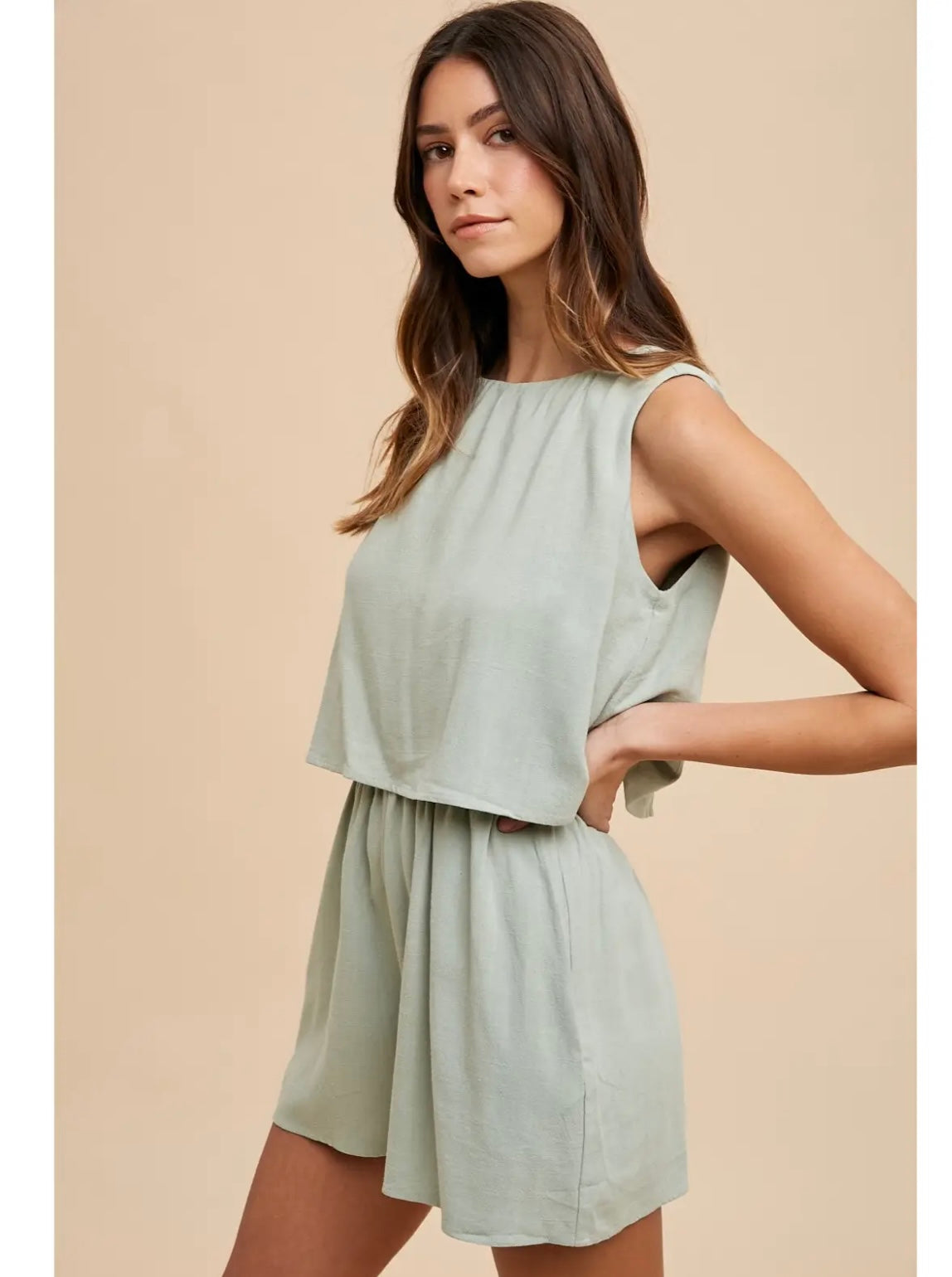 Sage  Double Layer Romper