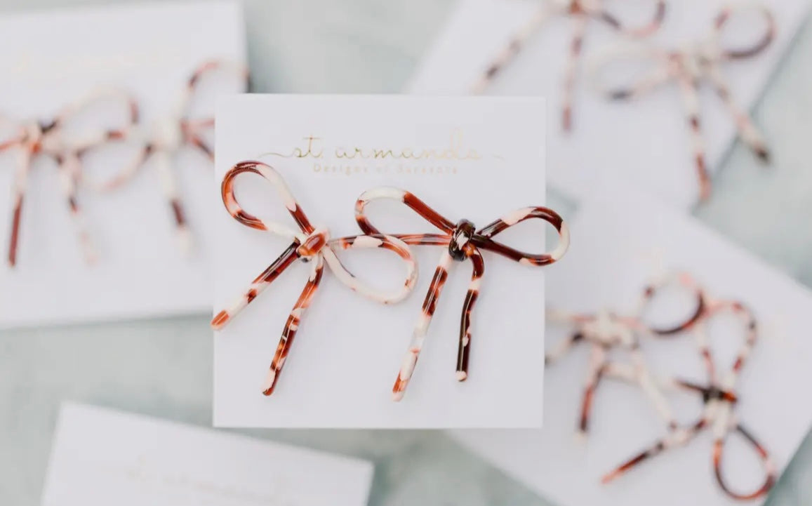 Cocoa Bow Stud Earrings