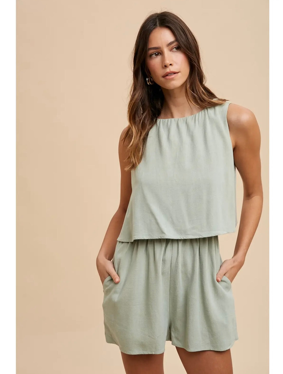 Sage  Double Layer Romper