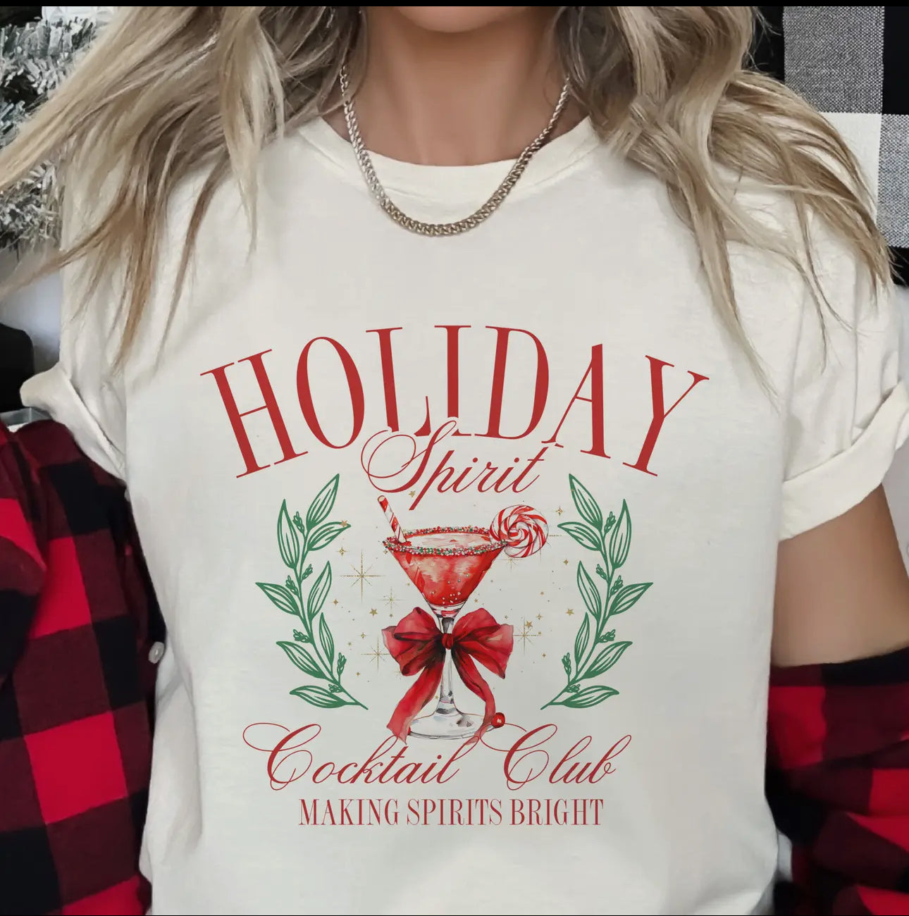 Holiday Spirit Cocktail Club Tee Christmas Cocktail  Tshirt