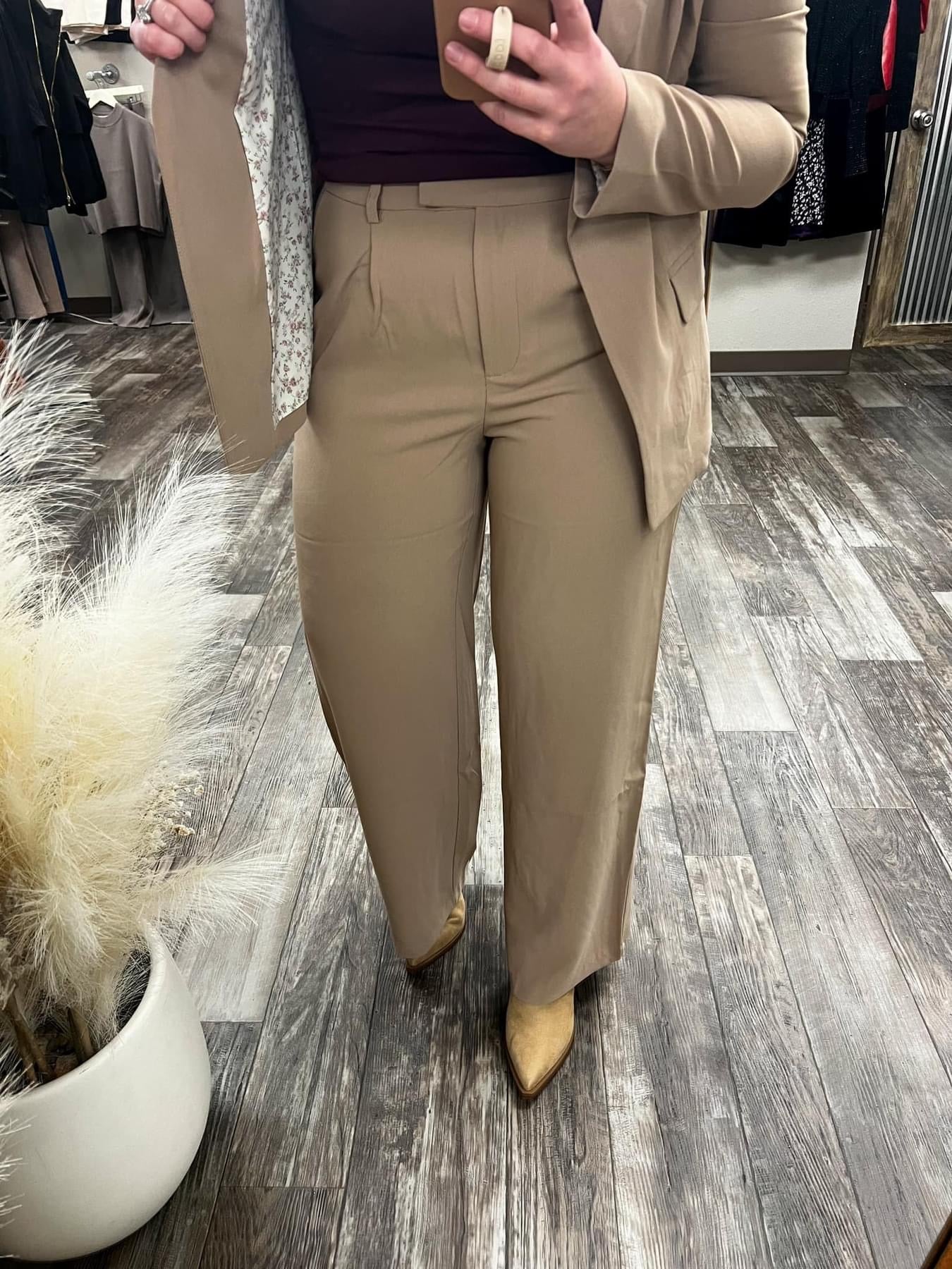 Pintuck Wide Leg Trouser