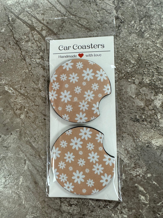 Car Coasters, Set of 2 Car Floral