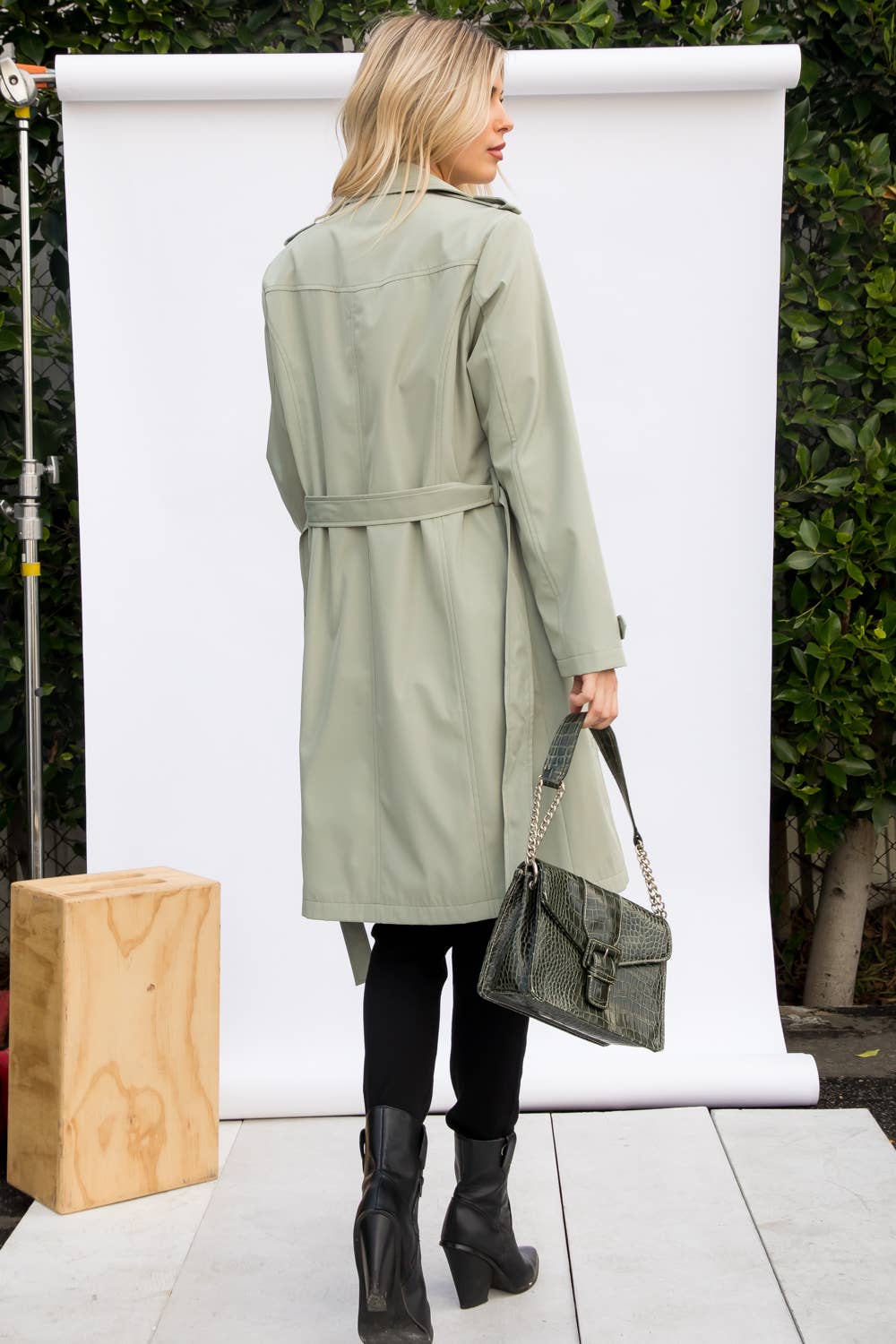 Long Sage Trench Coat