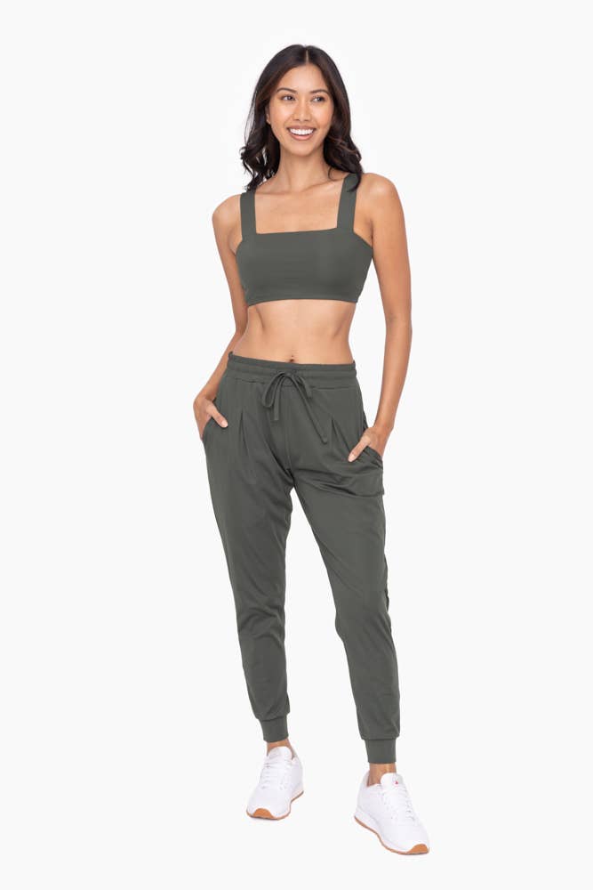 Solid Pleated Front Joggers