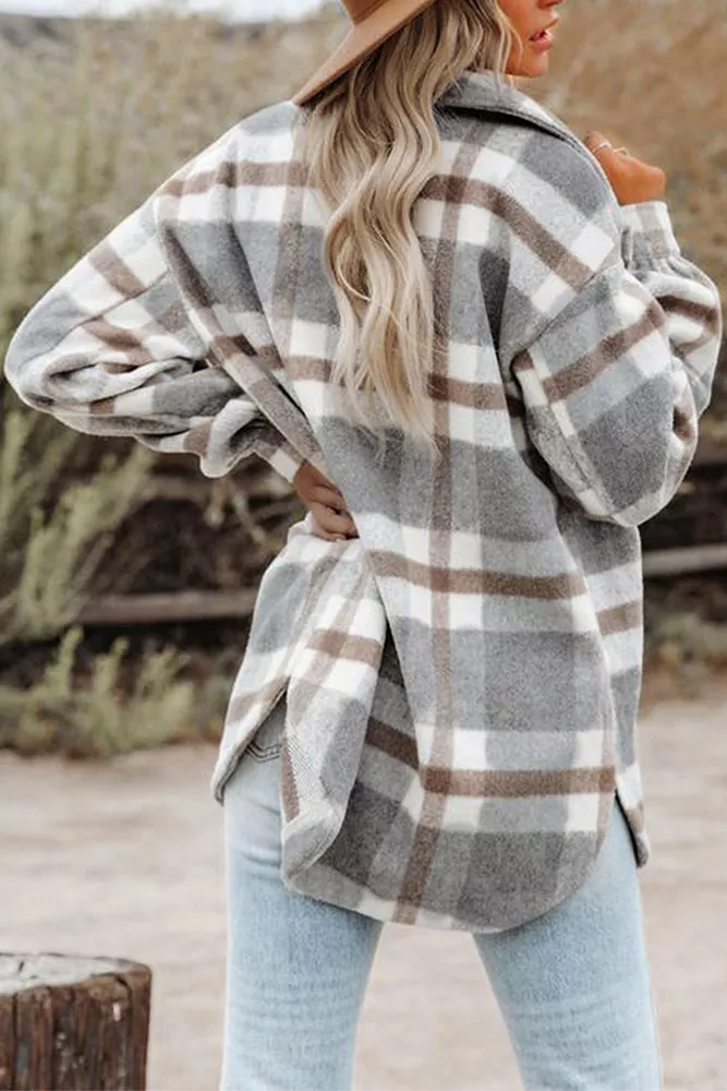 Plaid Flannel Shacket Jacket Women