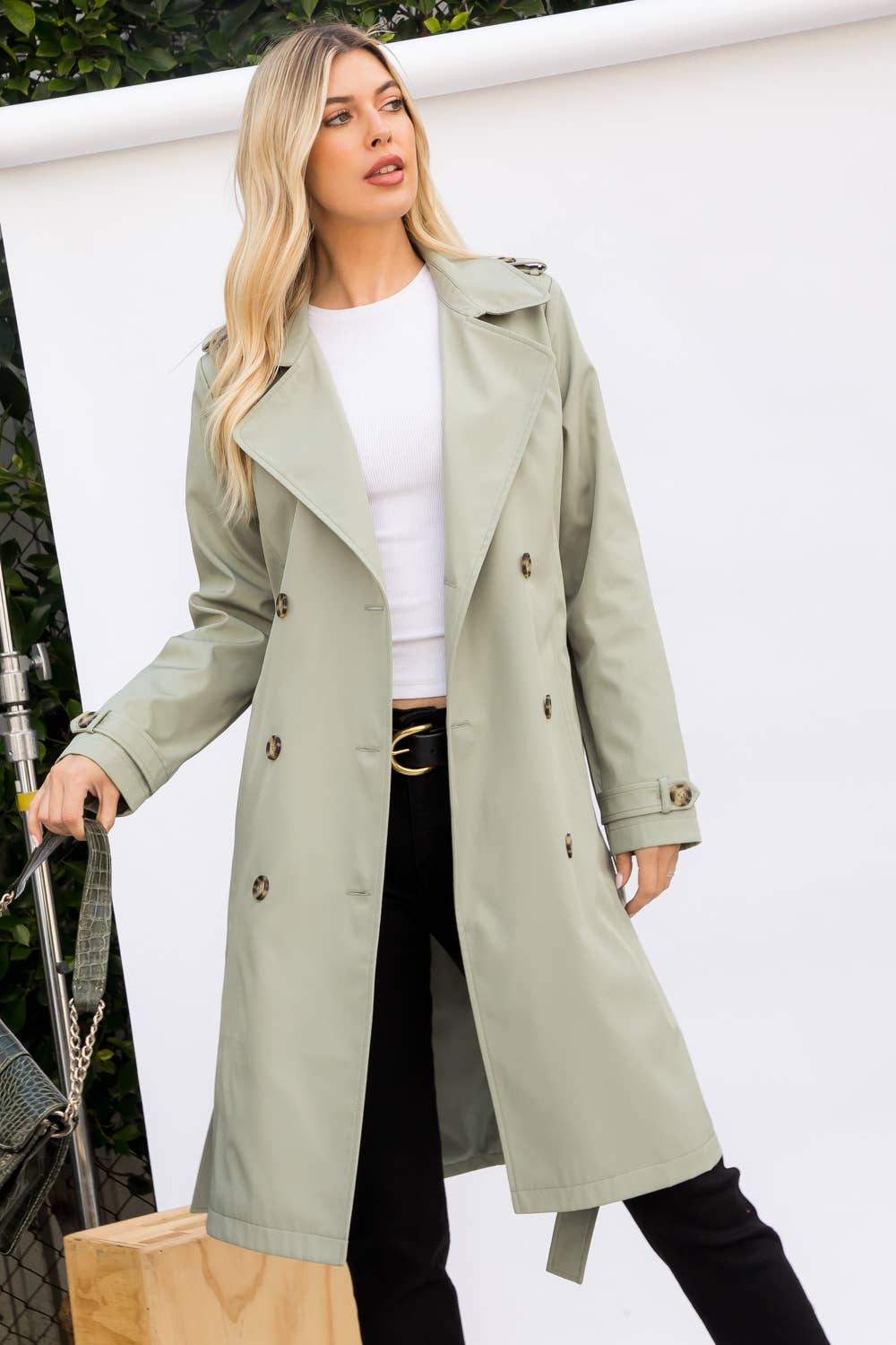 Long Sage Trench Coat