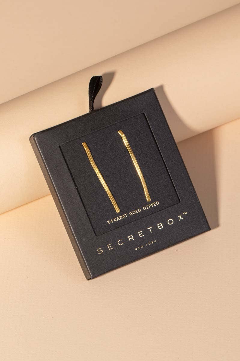 Secret Box Gold Dipped Flat Chain Drop Earrings