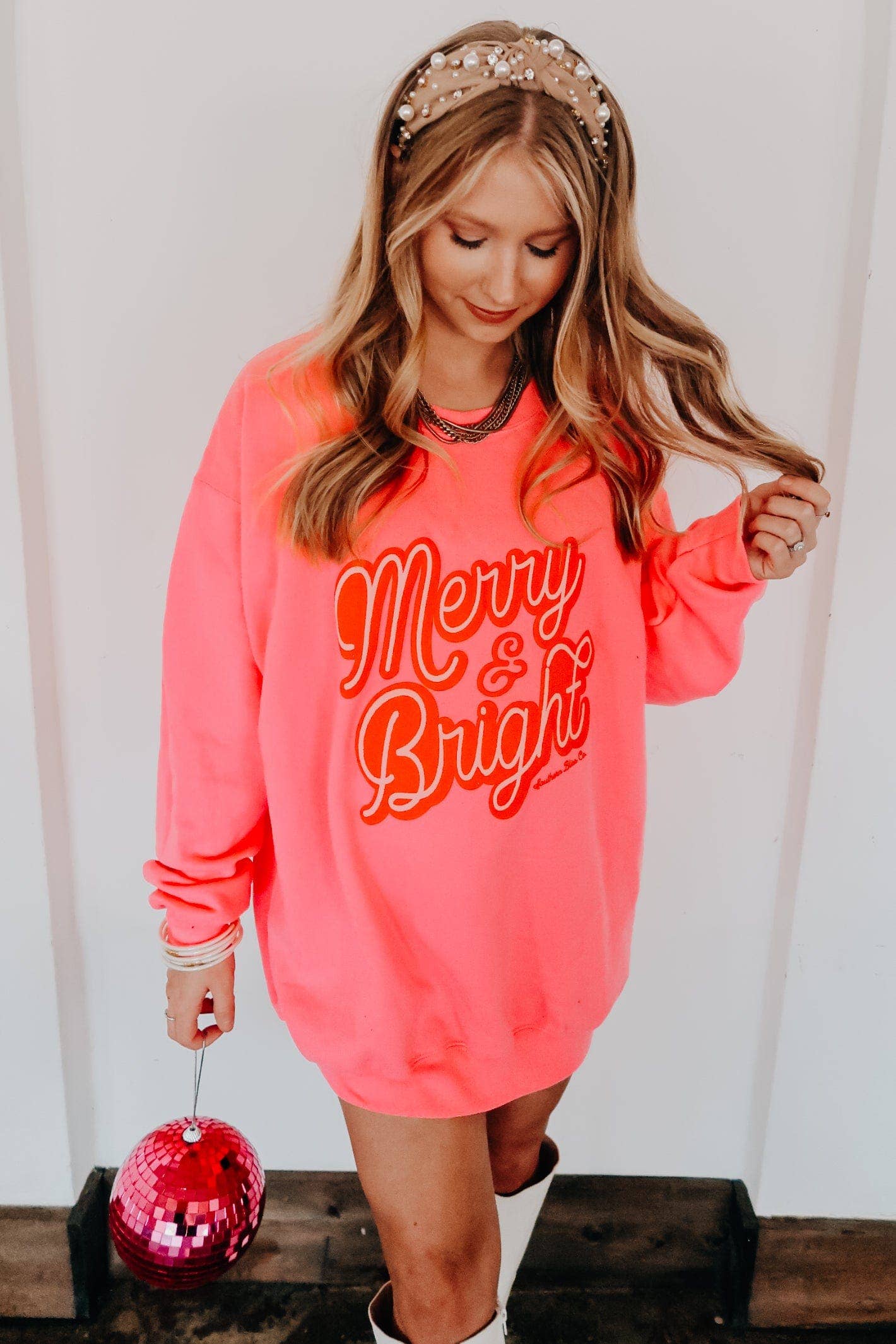 Merry & Bright Hot Pink Sweatshirt