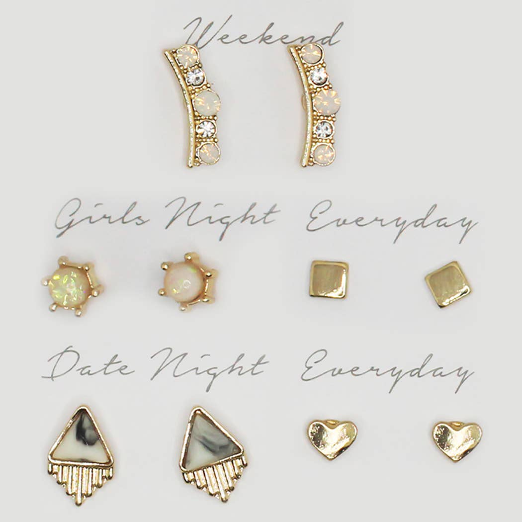 Multipack Stud Earrings Set with Gift Box